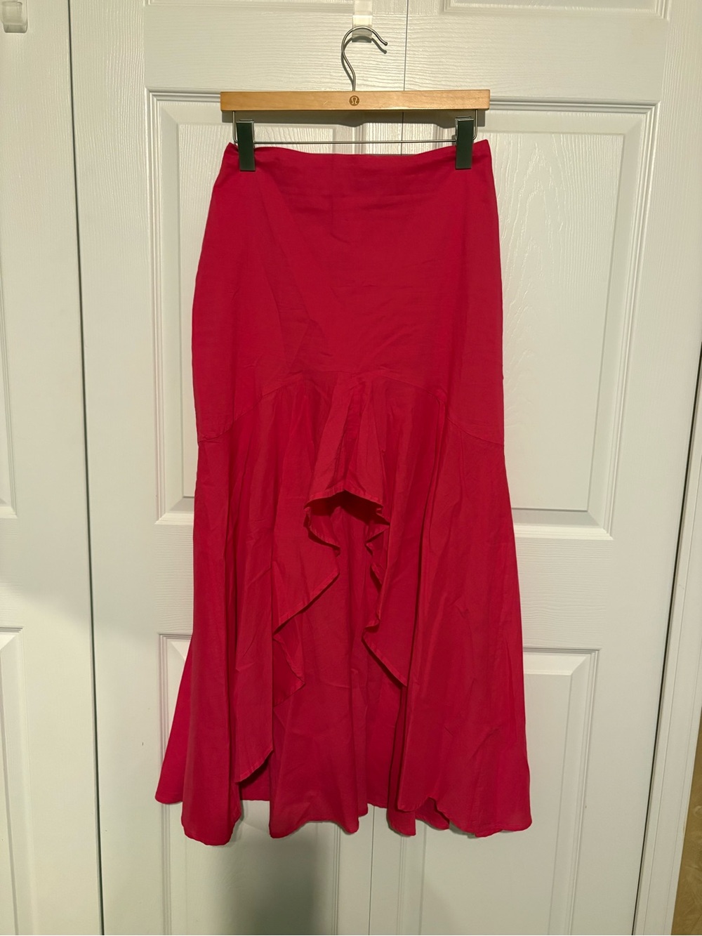 Versona Fuchsia High-Low Ruffle Midi Skirt